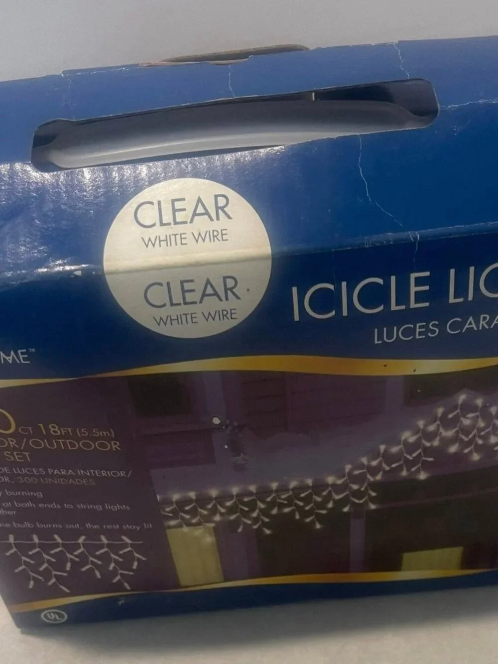 Holiday Time Clear White Wire Icicle Lights 300 Ct 18ft Indoor Outdoor Light Set